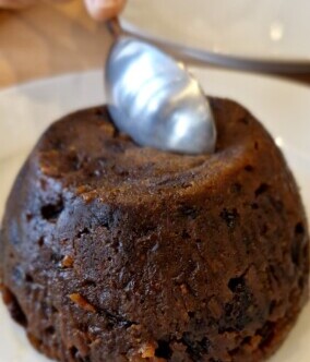 A Christmas pudding being judged at Great Taste HQ by Cotswold Gold's Ross Bearman